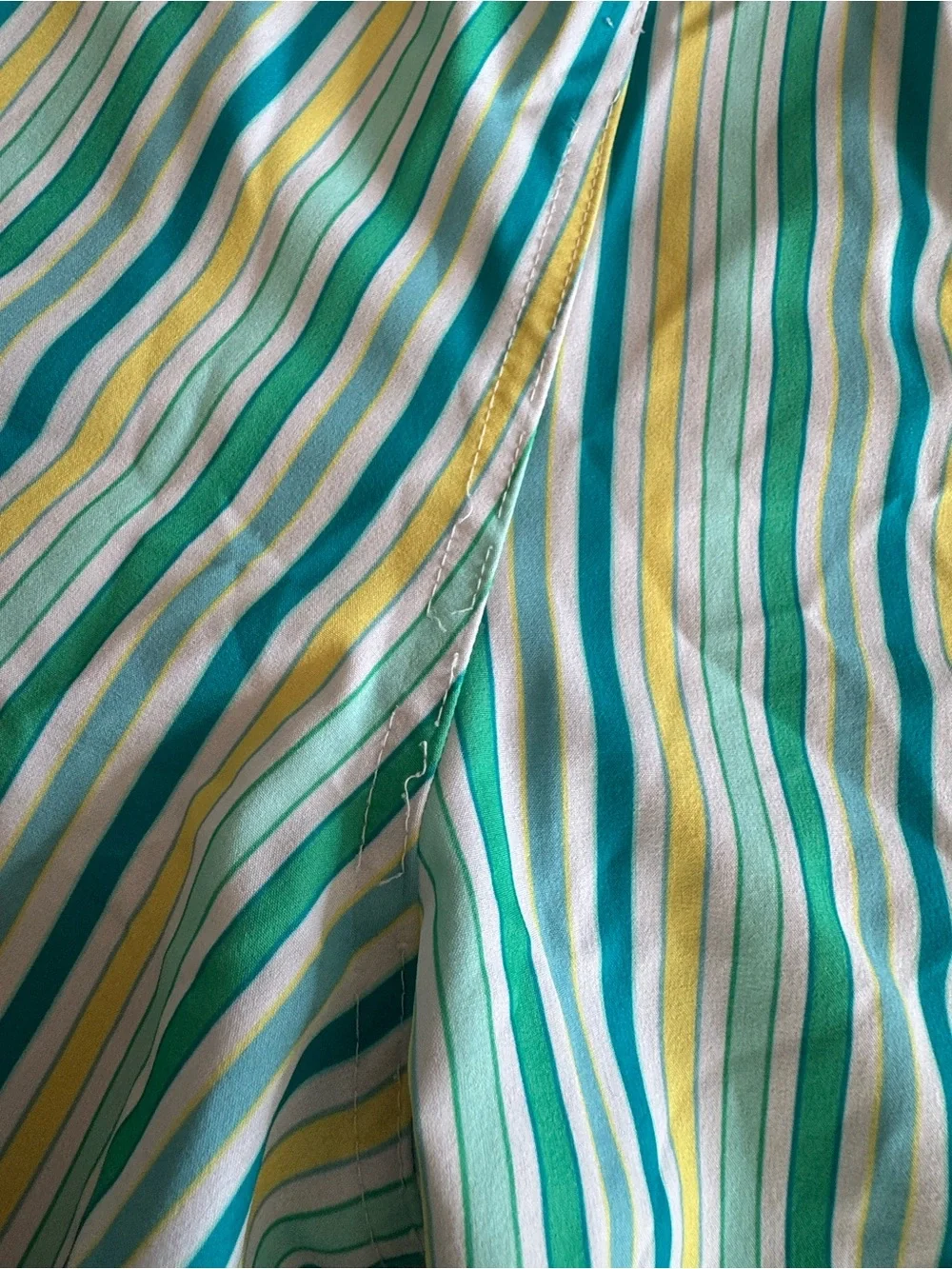 Vineyard Vines Striped Swim Trunks - Teal, Yellow & White